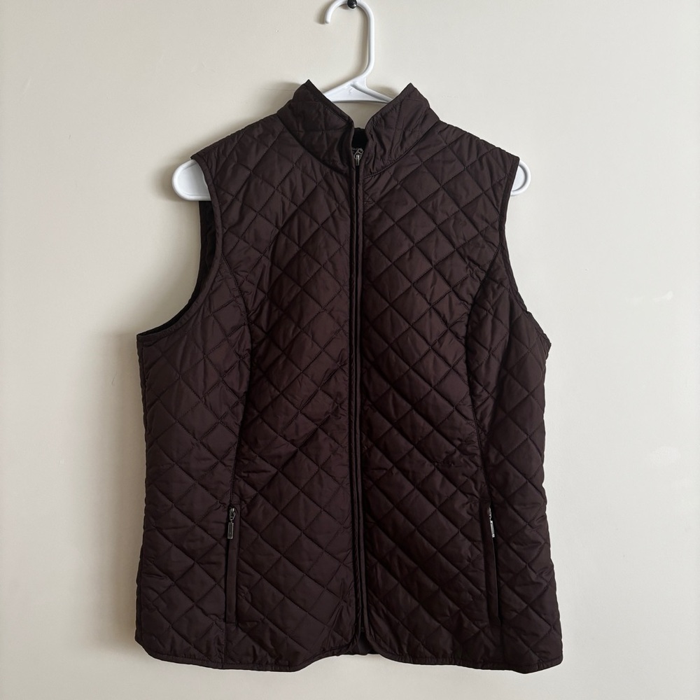 Eddie Bauer Brown Quilted Vest Adjustable Back Buttons